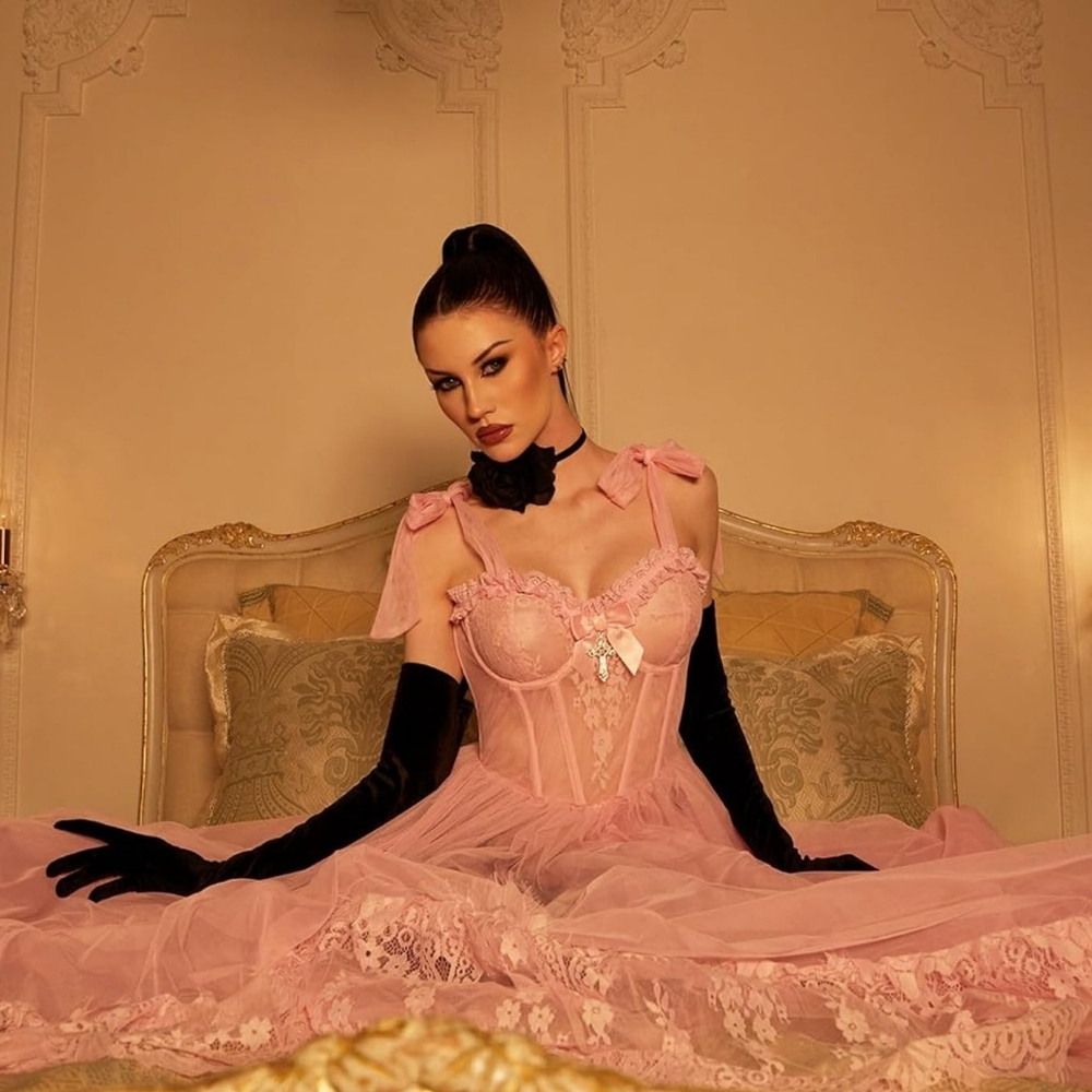 Dolls Kill Pink Lace Maxi Dress - Picture 4 of 5